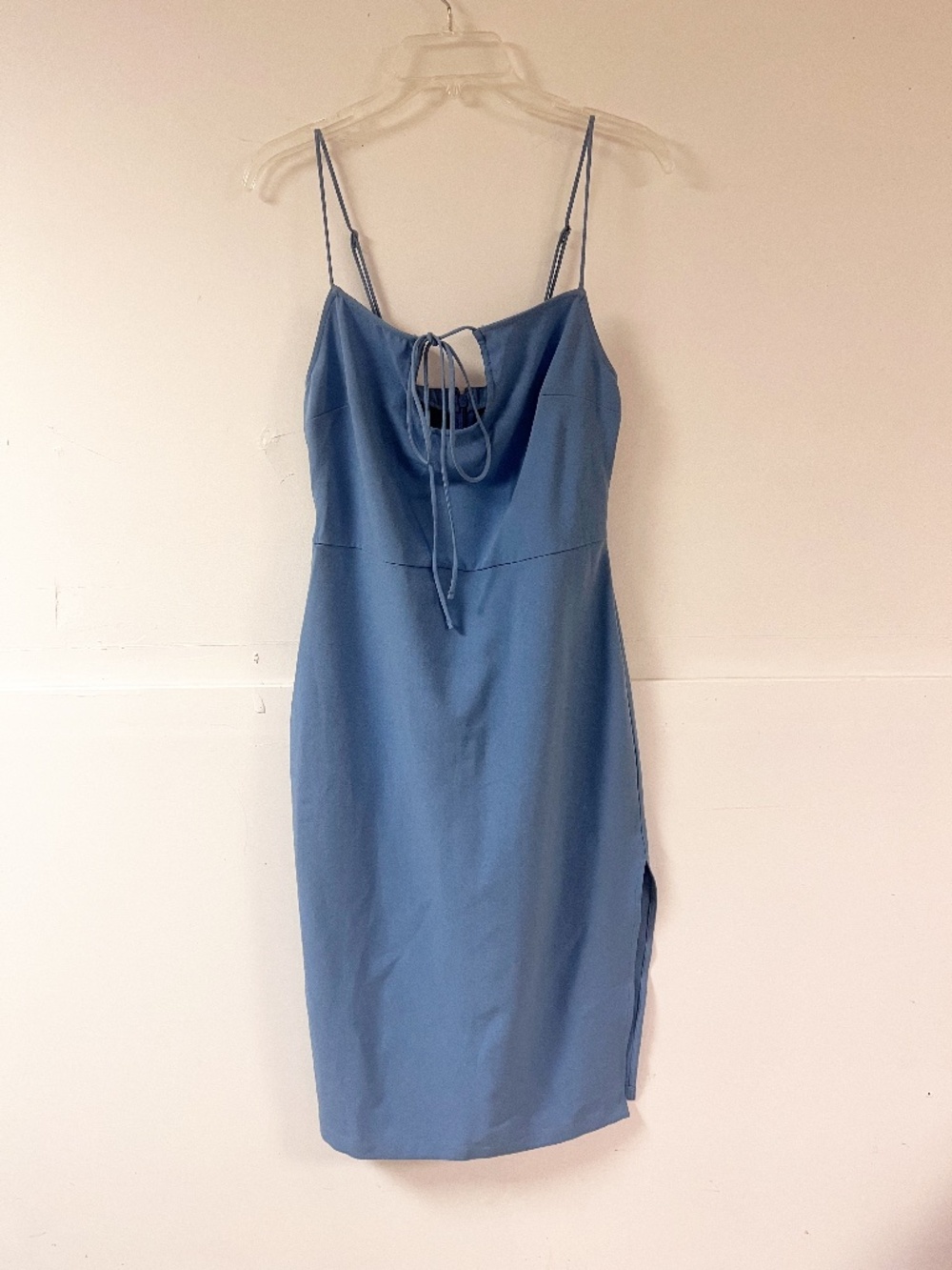 Abercrombie & Fitch Midi Dress Blue Tie Front Cutout Side Slit Womens Size M